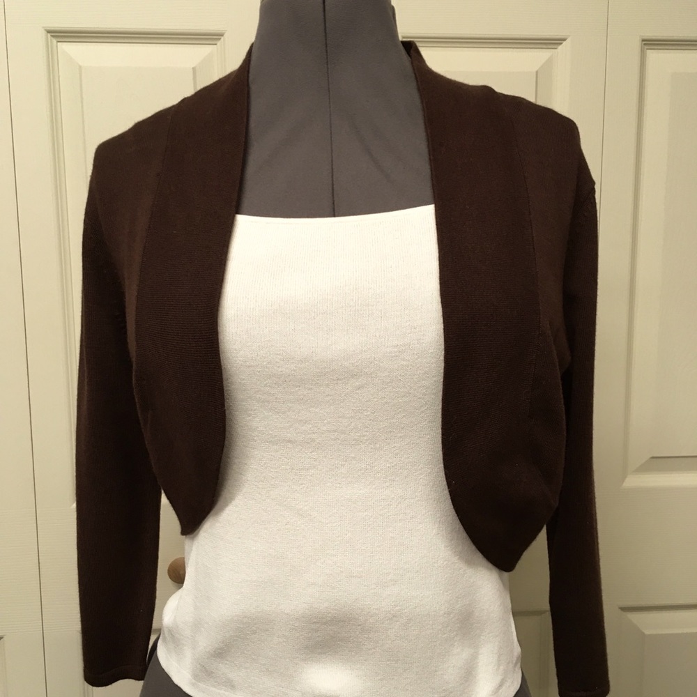 Dark brown bolero sweater.